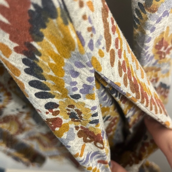 Anthropologie Ric Rac Feather Print Midi long sleeve dress size small wool blend - Picture 4 of 4